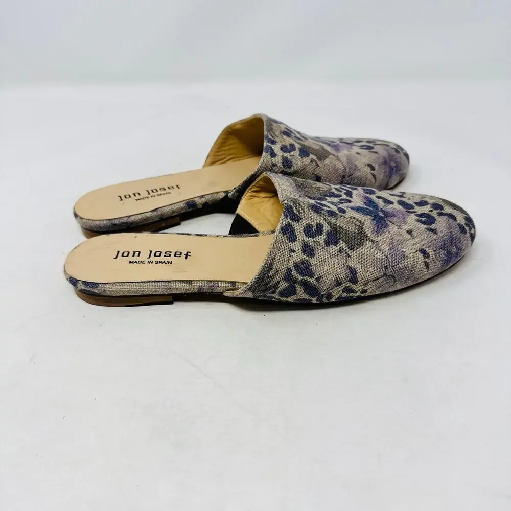 Jon Josef Floral Printed Slip‑On Mule Canvas Summer Flat Round Toe Size 9.5M‎